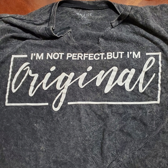OnFire "I'm not perfect" Original Long Sleeve Cotton Graphic Logo Tee Black 2X - Picture 4 of 5